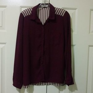 Maroon Button Down Blouse